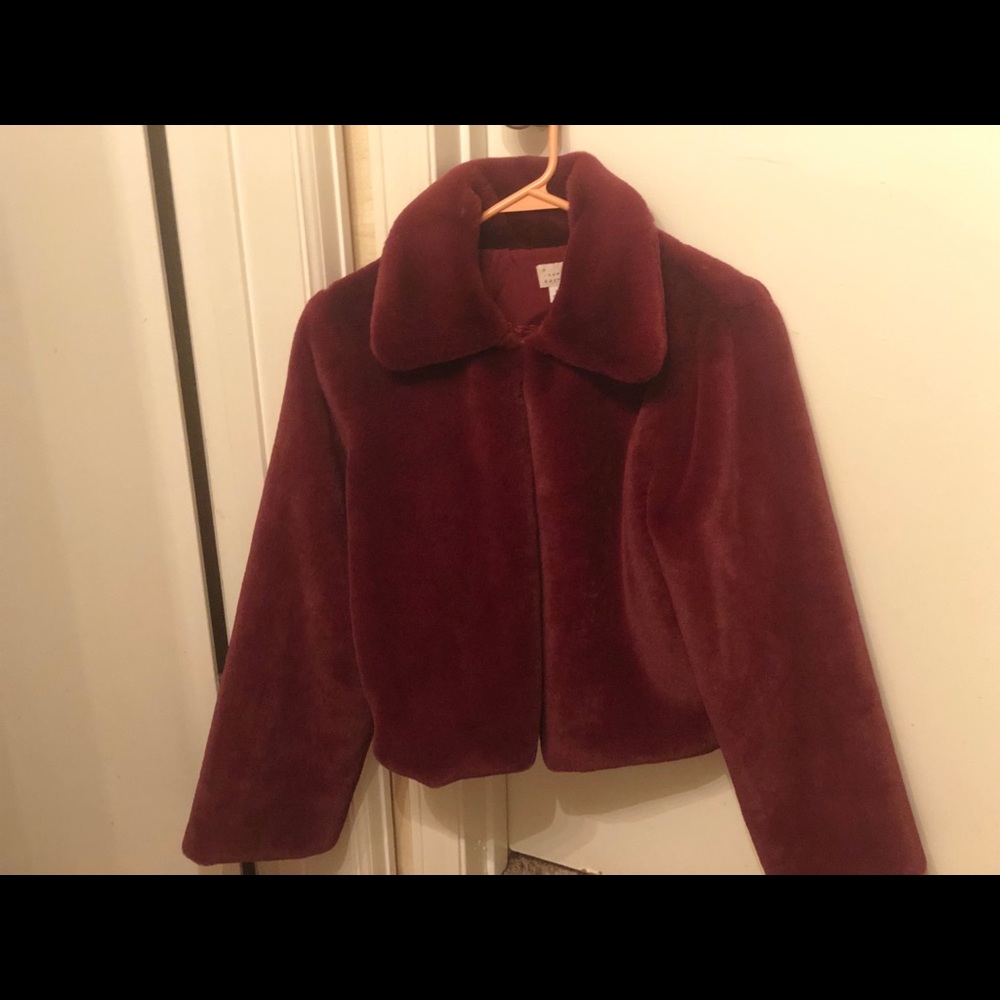 Maroon Faux Fur Jacket